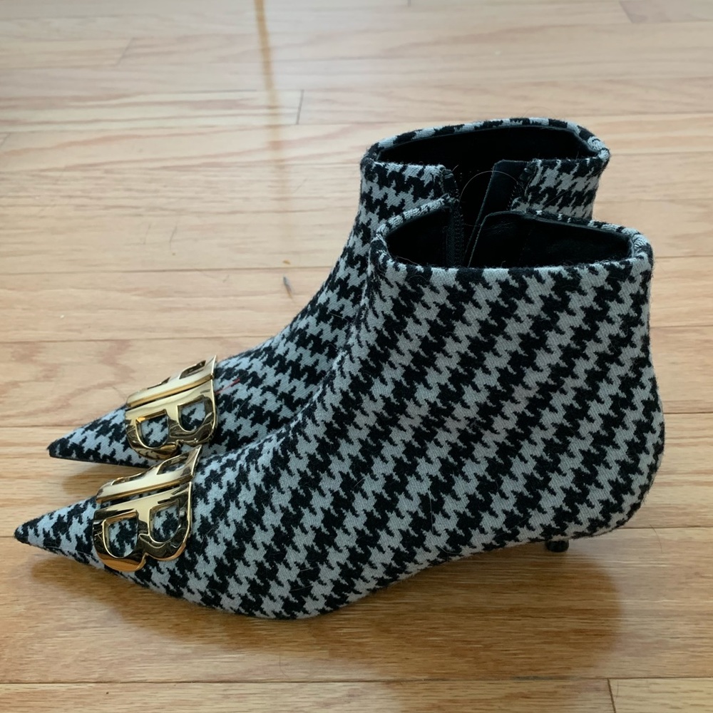 Balenciaga knife houndstooth wool ankle boots